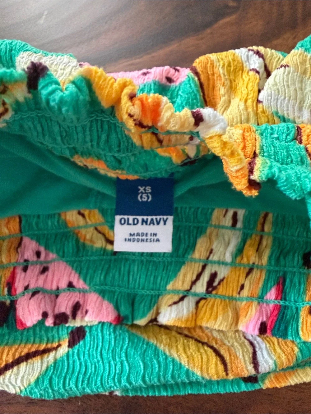 Old Navy Turquoise Banana Print Tiered Skort with Yellow and Pink Accents